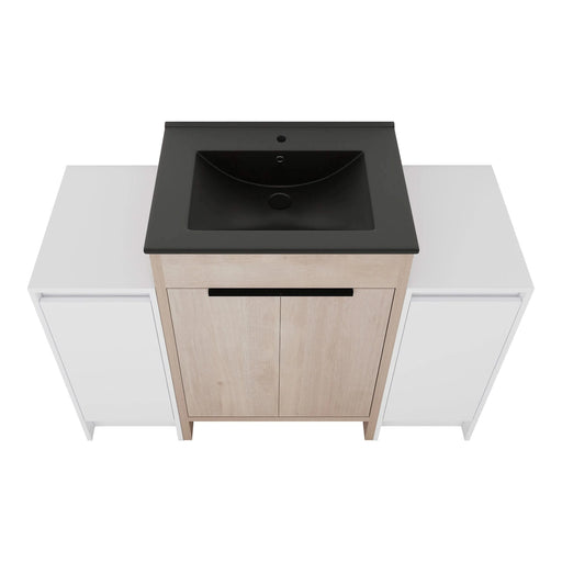 48 Inch Freestanding Bathroom Vanity with Black Ceramic Sink and 2-Storage Cabinets, Soft Closing Door, 02424+0312*2 Combination Cabinet, KD-Package Default -DTYStore