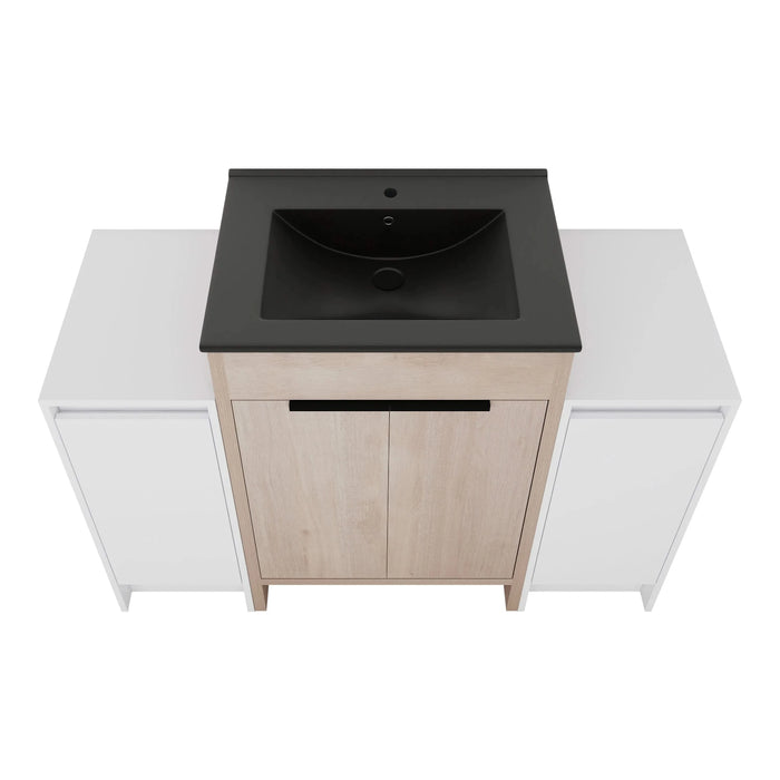 48 Inch Freestanding Bathroom Vanity with Black Ceramic Sink and 2-Storage Cabinets, Soft Closing Door, 02424+0312*2 Combination Cabinet, KD-Package Default -DTYStore