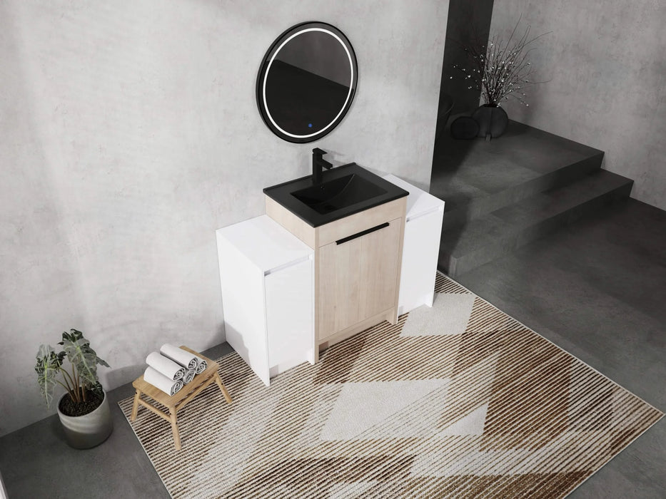 48 Inch Freestanding Bathroom Vanity with Black Ceramic Sink and 2-Storage Cabinets, Soft Closing Door, 02424+0312*2 Combination Cabinet, KD-Package Default -DTYStore