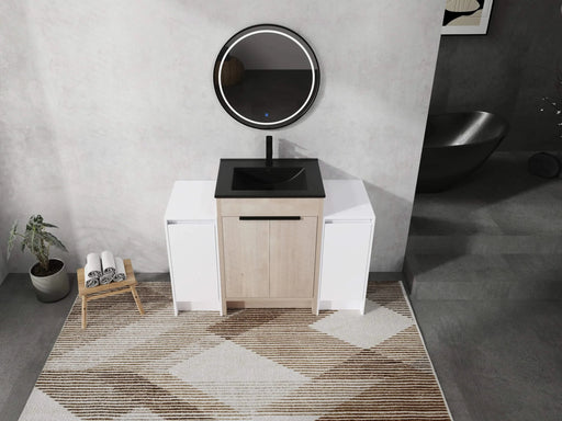 48 Inch Freestanding Bathroom Vanity with Black Ceramic Sink and 2-Storage Cabinets, Soft Closing Door, 02424+0312*2 Combination Cabinet, KD-Package Default -DTYStore