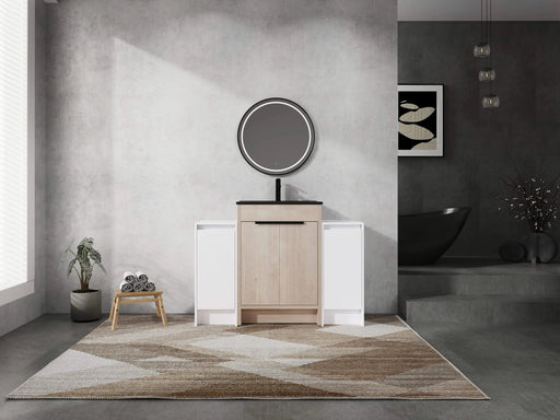 48 Inch Freestanding Bathroom Vanity with Black Ceramic Sink and 2-Storage Cabinets, Soft Closing Door, 02424+0312*2 Combination Cabinet, KD-Package Default -DTYStore