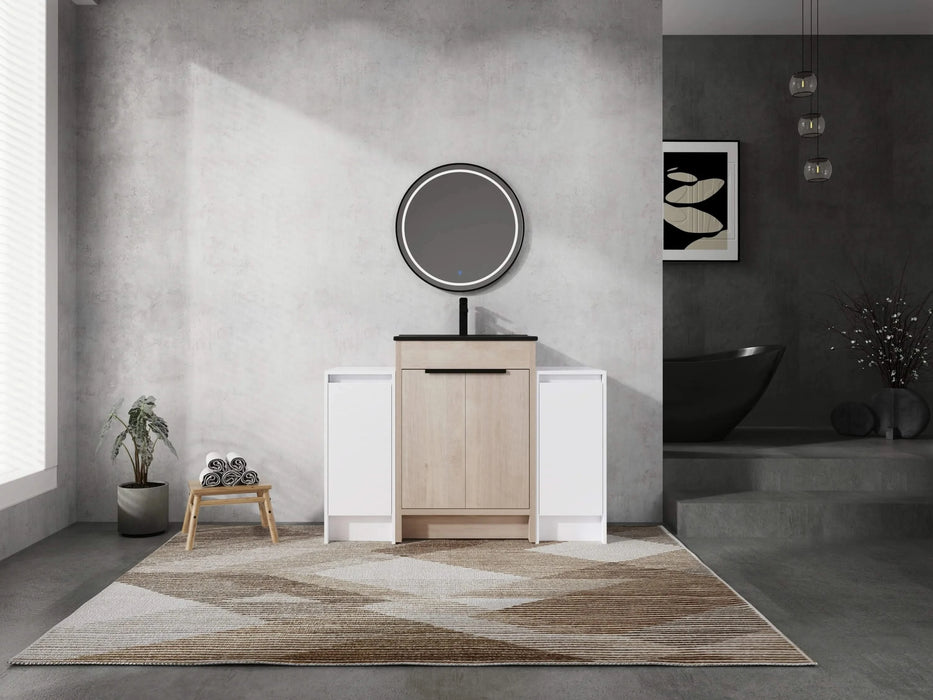 48 Inch Freestanding Bathroom Vanity with Black Ceramic Sink and 2-Storage Cabinets, Soft Closing Door, 02424+0312*2 Combination Cabinet, KD-Package Default -DTYStore