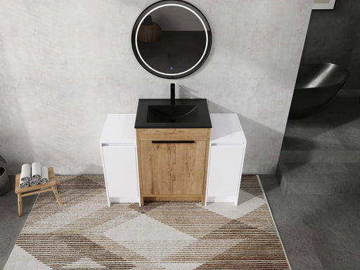 48 Inch Freestanding Bathroom Vanity with Black Ceramic Sink and 2-Storage Cabinets, Soft Closing Door, 02424IMO+0312*2 Combination Cabinet, KD-Package Default -DTYStore