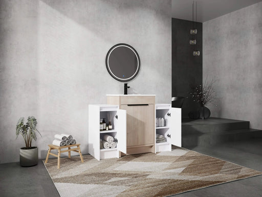 48 Inch Freestanding Bathroom Vanity with Ceramic Sink and 2-Storage Cabinets, Soft Closing Door, 02424+0312*2 Combination Cabinet, KD-Package Default -DTYStore