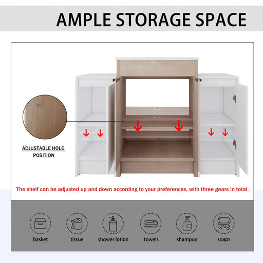 48 Inch Freestanding Bathroom Vanity with Ceramic Sink and 2-Storage Cabinets, Soft Closing Door, 02424+0312*2 Combination Cabinet, KD-Package Default -DTYStore