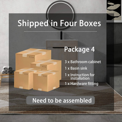 48 Inch Freestanding Bathroom Vanity with Ceramic Sink and 2-Storage Cabinets, Soft Closing Door, 02424+0312*2 Combination Cabinet, KD-Package Default -DTYStore