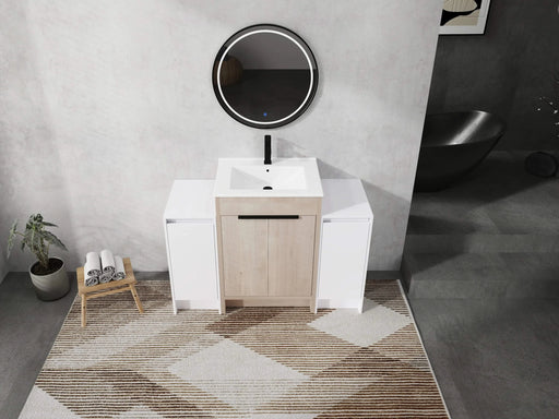 48 Inch Freestanding Bathroom Vanity with Ceramic Sink and 2-Storage Cabinets, Soft Closing Door, 02424+0312*2 Combination Cabinet, KD-Package Default -DTYStore