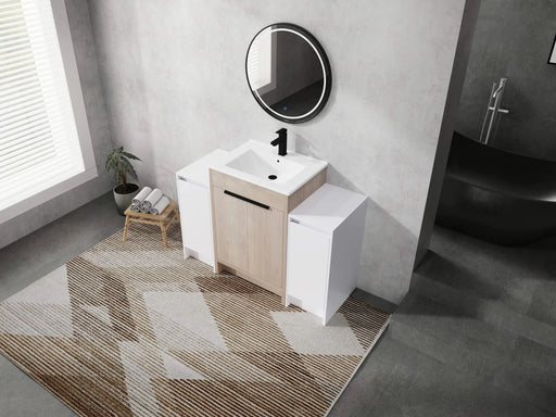 48 Inch Freestanding Bathroom Vanity with Ceramic Sink and 2-Storage Cabinets, Soft Closing Door, 02424+0312*2 Combination Cabinet, KD-Package Default -DTYStore