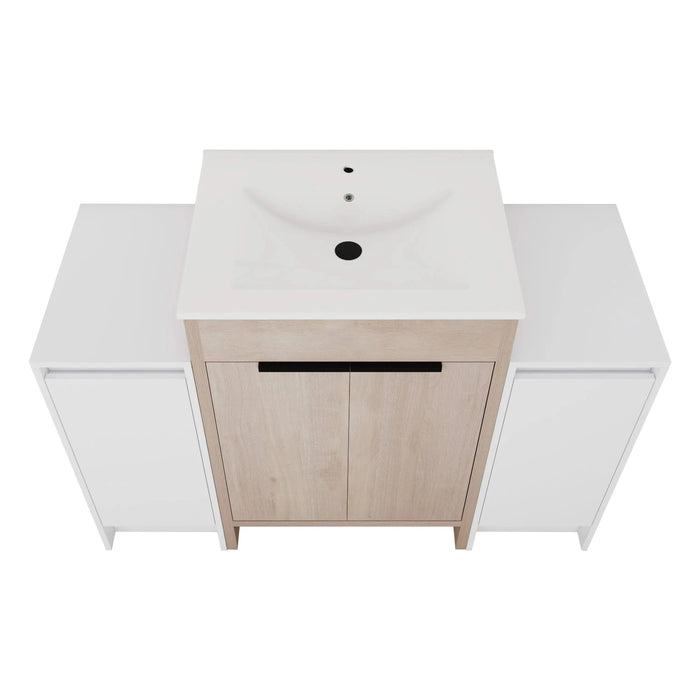 48 Inch Freestanding Bathroom Vanity with Ceramic Sink and 2-Storage Cabinets, Soft Closing Door, 02424+0312*2 Combination Cabinet, KD-Package Default -DTYStore