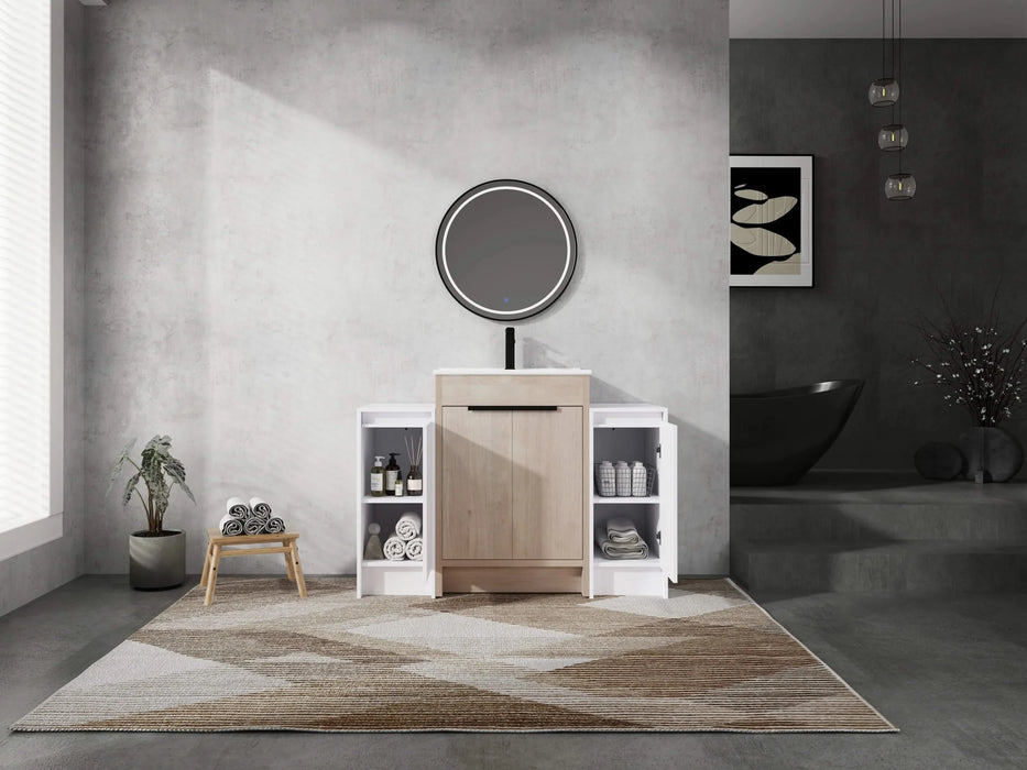 48 Inch Freestanding Bathroom Vanity with Ceramic Sink and 2-Storage Cabinets, Soft Closing Door, 02424+0312*2 Combination Cabinet, KD-Package Default -DTYStore