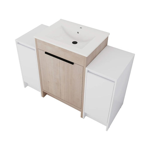 48 Inch Freestanding Bathroom Vanity with Ceramic Sink and 2-Storage Cabinets, Soft Closing Door, 02424+0312*2 Combination Cabinet, KD-Package Default -DTYStore