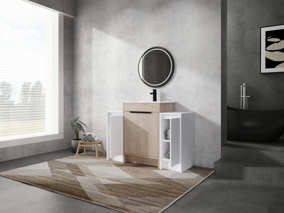 48 Inch Freestanding Bathroom Vanity with Ceramic Sink and 2-Storage Cabinets, Soft Closing Door, 02424+0312*2 Combination Cabinet, KD-Package Default -DTYStore