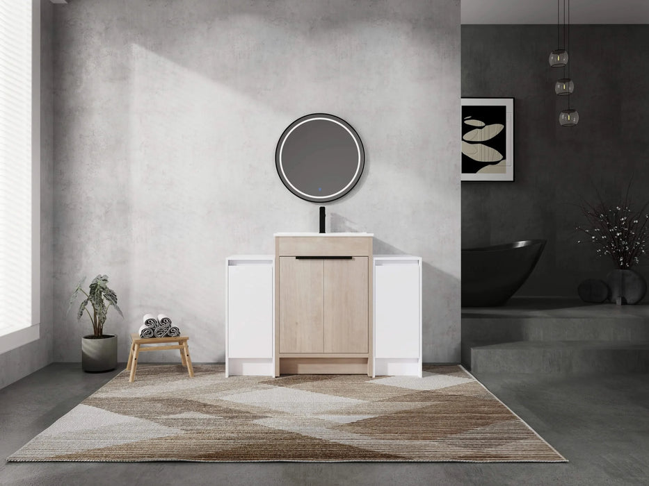 48 Inch Freestanding Bathroom Vanity with Ceramic Sink and 2-Storage Cabinets, Soft Closing Door, 02424+0312*2 Combination Cabinet, KD-Package Default -DTYStore