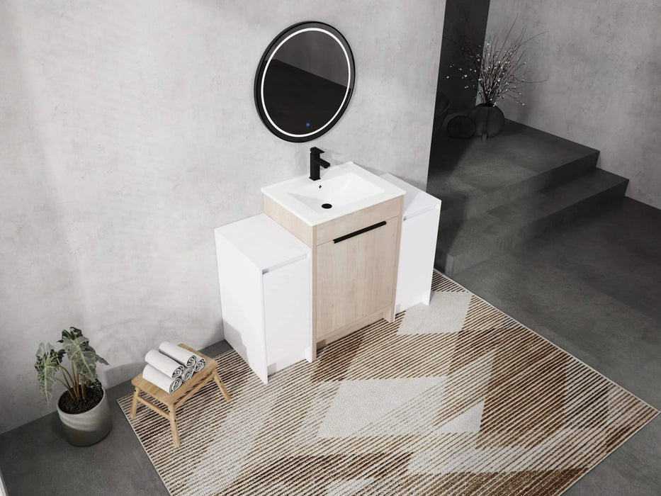 48 Inch Freestanding Bathroom Vanity with Ceramic Sink and 2-Storage Cabinets, Soft Closing Door, 02424+0312*2 Combination Cabinet, KD-Package Default -DTYStore