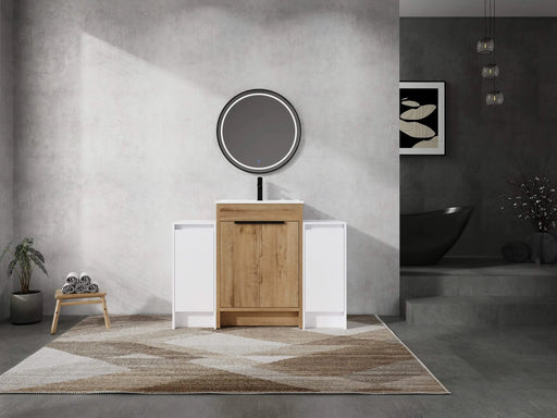 48 Inch Freestanding Bathroom Vanity with Ceramic Sink and 2-Storage Cabinets, Soft Closing Door, 02424IMO+0312*2 Combination Cabinet, KD-Package Default -DTYStore