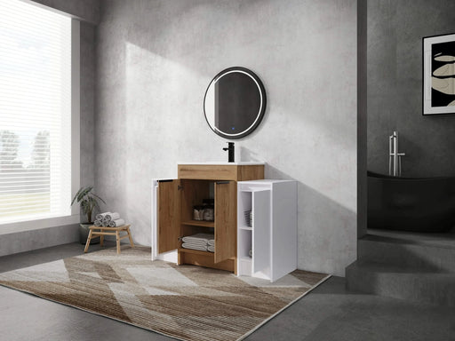 48 Inch Freestanding Bathroom Vanity with Ceramic Sink and 2-Storage Cabinets, Soft Closing Door, 02424IMO+0312*2 Combination Cabinet, KD-Package Default -DTYStore