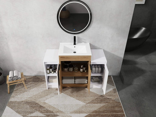 48 Inch Freestanding Bathroom Vanity with Ceramic Sink and 2-Storage Cabinets, Soft Closing Door, 02424IMO+0312*2 Combination Cabinet, KD-Package Default -DTYStore