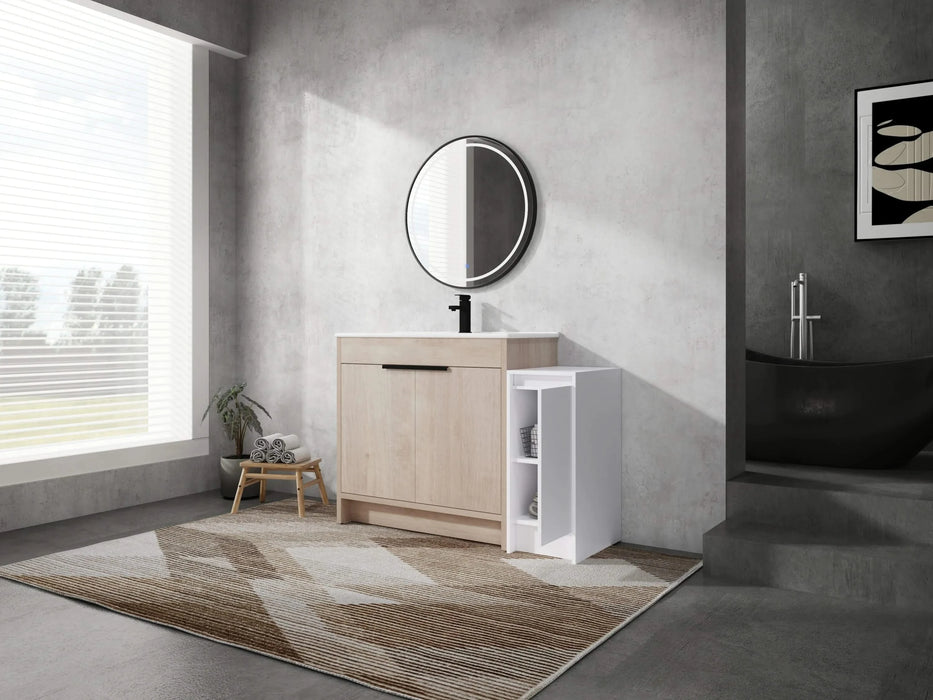 48 Inch Freestanding Bathroom Vanity with Ceramic Sink and Storage Cabinets, Soft Closing Door, 02436+0312 Combination Cabinet, KD-Package Default -DTYStore