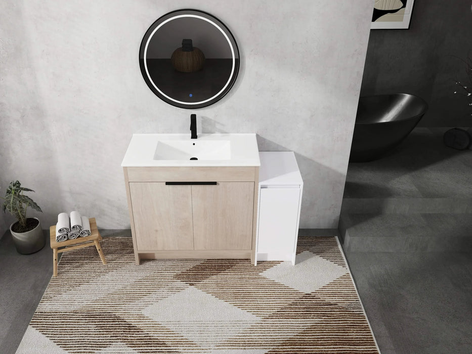 48 Inch Freestanding Bathroom Vanity with Ceramic Sink and Storage Cabinets, Soft Closing Door, 02436+0312 Combination Cabinet, KD-Package Default -DTYStore