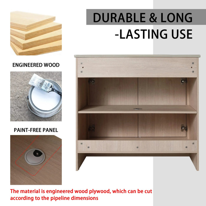 48 Inch Freestanding Bathroom Vanity with Ceramic Sink and Storage Cabinets, Soft Closing Door, 02436+0312 Combination Cabinet, KD-Package Default -DTYStore