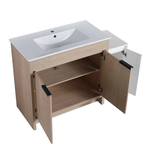 48 Inch Freestanding Bathroom Vanity with Ceramic Sink and Storage Cabinets, Soft Closing Door, 02436+0312 Combination Cabinet, KD-Package Default -DTYStore