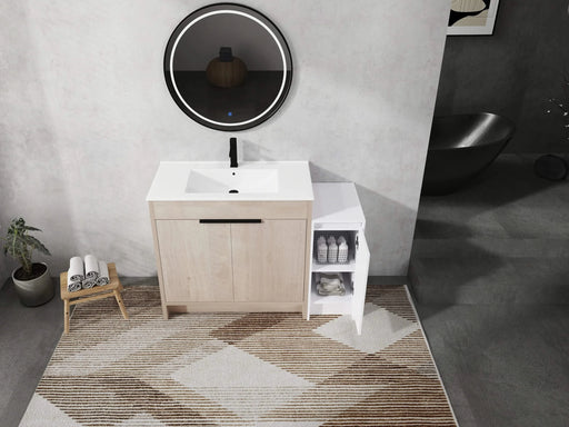 48 Inch Freestanding Bathroom Vanity with Ceramic Sink and Storage Cabinets, Soft Closing Door, 02436+0312 Combination Cabinet, KD-Package Default -DTYStore