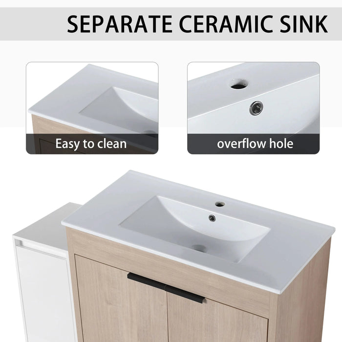 48 Inch Freestanding Bathroom Vanity with Ceramic Sink and Storage Cabinets, Soft Closing Door, 02436+0312 Combination Cabinet, KD-Package Default -DTYStore