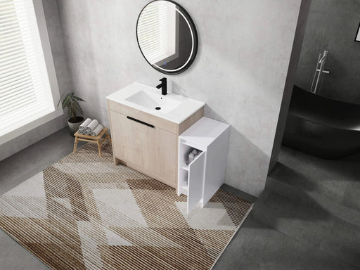 48 Inch Freestanding Bathroom Vanity with Ceramic Sink and Storage Cabinets, Soft Closing Door, 02436+0312 Combination Cabinet, KD-Package Default -DTYStore