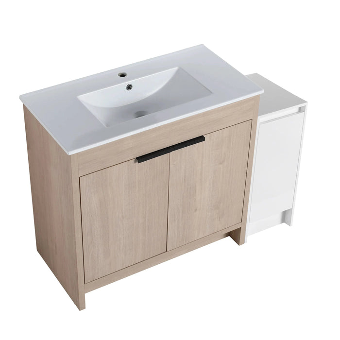 48 Inch Freestanding Bathroom Vanity with Ceramic Sink and Storage Cabinets, Soft Closing Door, 02436+0312 Combination Cabinet, KD-Package Default -DTYStore