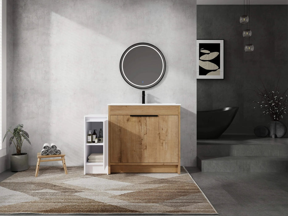 48 Inch Freestanding Bathroom Vanity with Ceramic Sink and Storage Cabinets, Soft Closing Door, 02436IMO+0312 Combination Cabinet, KD-Package Default -DTYStore