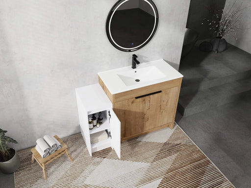 48 Inch Freestanding Bathroom Vanity with Ceramic Sink and Storage Cabinets, Soft Closing Door, 02436IMO+0312 Combination Cabinet, KD-Package Default -DTYStore