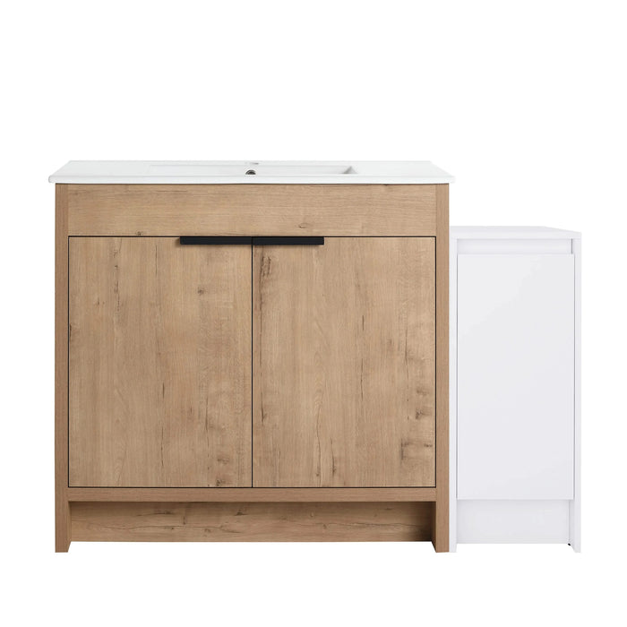 48 Inch Freestanding Bathroom Vanity with Ceramic Sink and Storage Cabinets, Soft Closing Door, 02436IMO+0312 Combination Cabinet, KD-Package Default -DTYStore