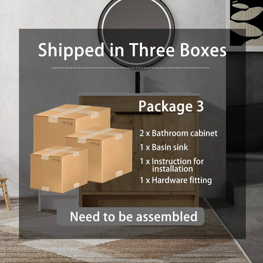 48 Inch Freestanding Bathroom Vanity with Ceramic Sink and Storage Cabinets, Soft Closing Door, 02436IMO+0312 Combination Cabinet, KD-Package Default -DTYStore