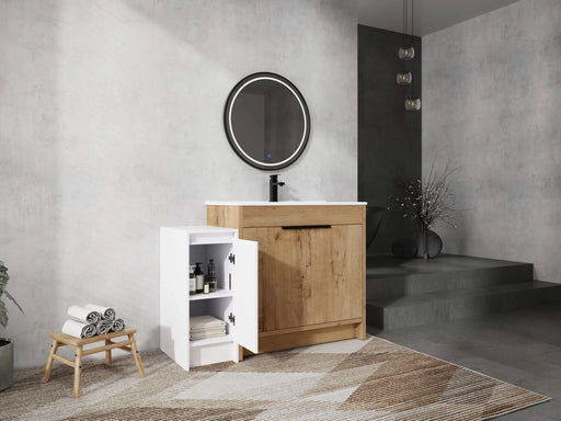 48 Inch Freestanding Bathroom Vanity with Ceramic Sink and Storage Cabinets, Soft Closing Door, 02436IMO+0312 Combination Cabinet, KD-Package Default -DTYStore