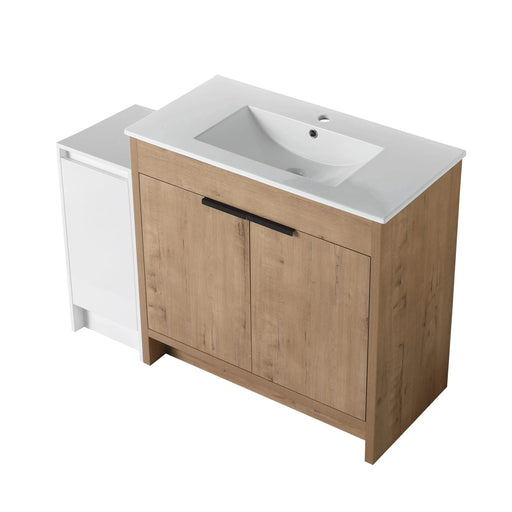48 Inch Freestanding Bathroom Vanity with Ceramic Sink and Storage Cabinets, Soft Closing Door, 02436IMO+0312 Combination Cabinet, KD-Package Default -DTYStore