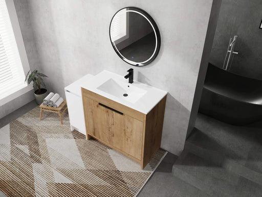 48 Inch Freestanding Bathroom Vanity with Ceramic Sink and Storage Cabinets, Soft Closing Door, 02436IMO+0312 Combination Cabinet, KD-Package Default -DTYStore