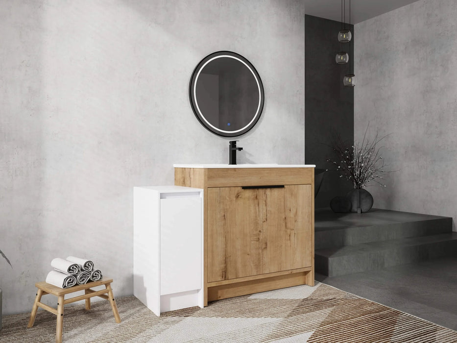 48 Inch Freestanding Bathroom Vanity with Ceramic Sink and Storage Cabinets, Soft Closing Door, 02436IMO+0312 Combination Cabinet, KD-Package Default -DTYStore