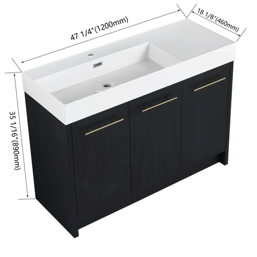 48 Inch Freestanding Bathroom Vanity with Resin Sink, With Soft Closing Door, KD-Package Default -DTYStore