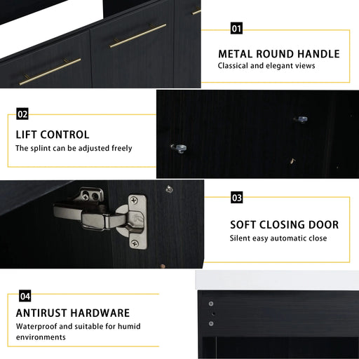 48 Inch Freestanding Bathroom Vanity with Resin Sink, With Soft Closing Door, KD-Package Default -DTYStore