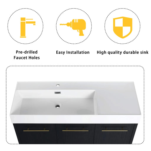 48 Inch Freestanding Bathroom Vanity with Resin Sink, With Soft Closing Door, KD-Package Default -DTYStore