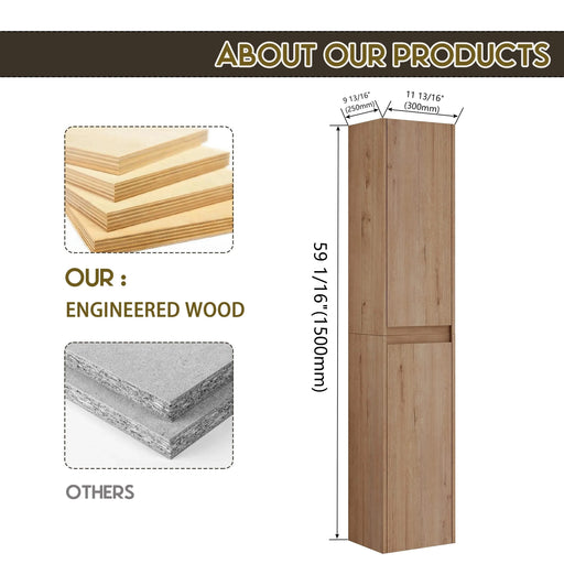 48' Wall-Mounted Bathroom Vanity With Sink and Side Cabinet, Soft Close Doors,00112IMOx2-0636IMO-0612GWH Combination Cabinet(KD-Packing) Default -DTYStore