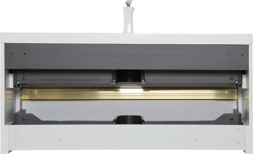 48' Wall-Mounted Bathroom Vanity with Sink, Floating Bathroom Storage Cabinet with Stone Resin Countertop and Soft Close Drawers, Glossy White 24V15-48GW Default -DTYStore