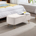 Ivory White Storage Ottoman Bench for End of Bed Gold Legs, Modern Ivory White Faux Fur Entryway Bench Upholstered Padded with Storage for Living Room Bedroom - DTYStore