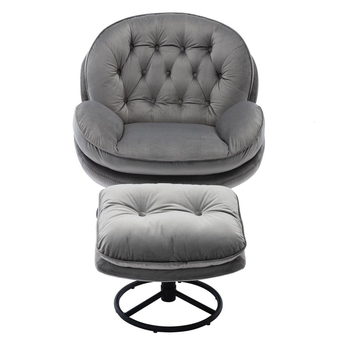 Accent chair TV Chair Living room Chair Grey with ottoman - DTYStore