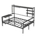 Full size Metal Daybed with Movable Desk, Metal Grid, Shelves and Clothes Hanger, Black - DTYStore
