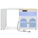 Rolling Kitchen Island With Extended Table, Kitchen island on Wheels with LED Lights,Power Outlets and 2 Fluted Glass Doors, Kitchen Island with a Storage Compartment and Side 3 Open Shelves,White - DTYStore