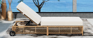 Outdoor Lounge Chair, Patio Chaise Lounge with 5-Position Backrest, Rattan Outdoor Lounge Chair with Cushion and Wheels for Poolside, Backyard, Garden (Natural+Beige) - DTYStore