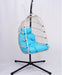 Outdoor Egg Hanging Chair with Stand, Patio Wicker Swing Egg Chair Indoor Swinging Chair Outdoor Hammock Egg Chair BLUE - DTYStore