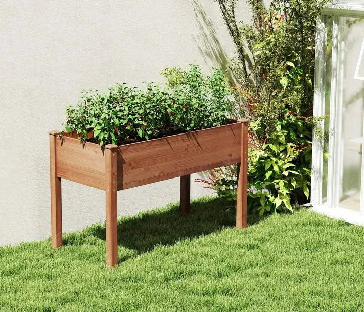 48x24x30 inch Raised Garden Bed with Legs, Elevated Wooden Planter Box for Outdoor Plants Flowers Fruits Vegetable Herb Growing Default -DTYStore