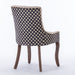 Furniture, Ultra Side Dining Chair, Thickened fabric chairs with neutrally toned solid wood legs, Bronze nail head, Set of 2, Beige and Patterned,SW2207BG - DTYStore